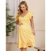 Womens Maternity Dress Ruffled Shirred Dress Floral Sundress with Flutter Cap Sleeve V Neck Flowy Midi Dress Flowy Gathered Hem Dress - 3 of 4