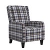 Plaid Velvet Push-Back Recliner with Wood Frame - 3 of 4