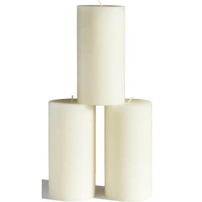 Large Pillar Candles 3x6 Inch ¨C Set of 3 Unscented Dripless Candles, Long Burning Rustic Finish for Weddings, Home Decor