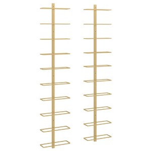 vidaXL Wall-Mounted Wine Rack Gold Metal 10 Bottle Holder - Modern Wine Storage for Kitchens/Bars - 1 of 4