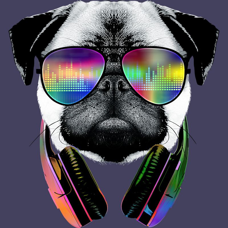 Women's Design By Humans Rainbow Beat DJ Pug By clingcling Racerback Tank Top, 2 of 4