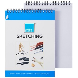 Colour Block 70 Page Blank Sketchbook 9"x12" White: Hardbound Lay-Flat, Plain Paper, All Ages, 9x12 Inches - 1 of 2