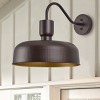 Dewdrop Outdoor Wall Light, Industrial Farmhouse Black Barn Style Wall Sconce with Metal Dome Shade for Porch Garage - 2 of 4