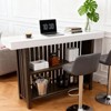 63 Inch Home Bar Table, Mini Bar with 2-Tier Storage Shelf and Footrest, Kitchen Island, Indoor Bar Counter-White+Brown - 4 of 4