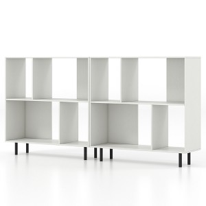 Tangkula 2PCS 4 Cubby Open Bookcase 3-Tier Freestanding Bookshelf w/ Detachable Metal Legs - 1 of 4