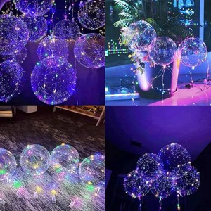 10 Pack LED Light Up Balloons with String Lights, 14 Inch Transparent Bobo Balloons, Warm and Cool Glow for Birthday Festival, No Batteries Included - 1 of 4
