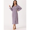 cheibear Women's Zip Up Sweatshirt Robe Hooded Long House Coat Bathrobe Fall Winter - 3 of 4