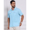 INSPIRE CHIC Men's Solid Short Sleeve Button Down Chest Pockets Linen Shirt - 4 of 4