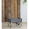 YUHAO Rustic Black Metal Trolley Cart Plant Stand ,Planter for Indoor Outdoor Home Garden Decor - 24.4"x 12.6" x 15.4" - 3 of 4