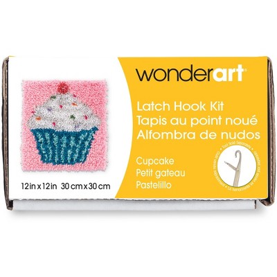 Wonderart Latch Hook Kit 12"X12"-Cupcake