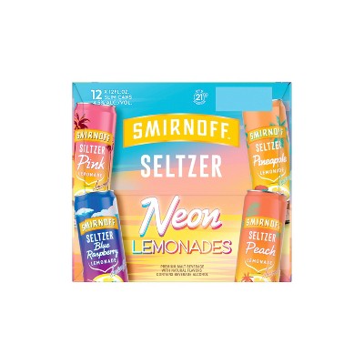 Smirnoff Spiked Sparkling Seltzer Neon Lemonade Variety - 12pk/12 fl oz Cans