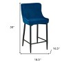 HomeRoots Set of Two 26" Blue and Black Velvet and Metal Low Back Counter Height Bar Chairs - 3 of 4