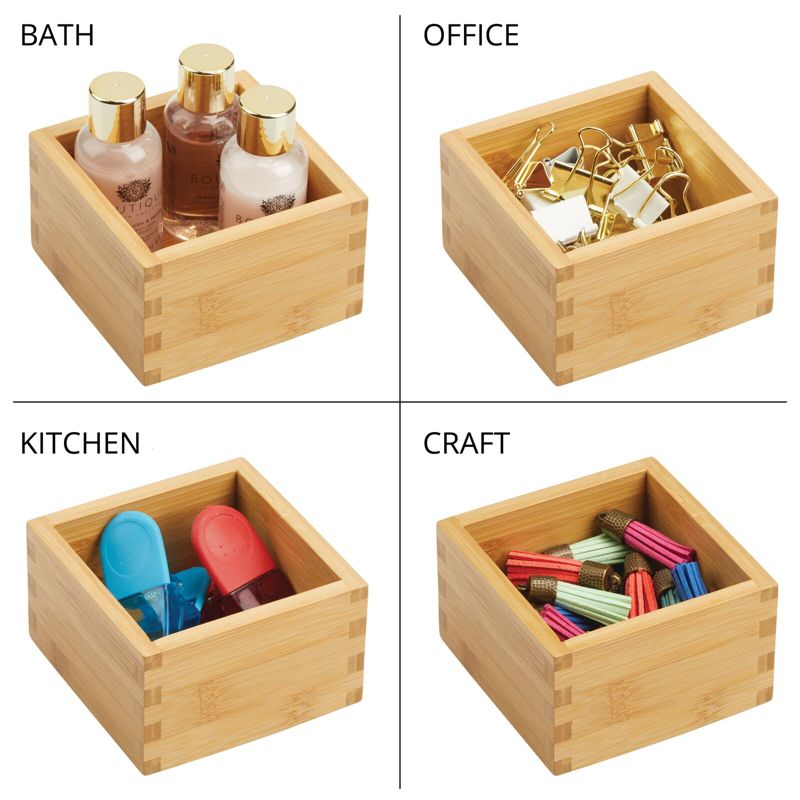 mDesign Bamboo Kitchen Storage Bin Container Crate Box, 5 of 9