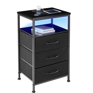 SEVOBAL Nightstand Small Night Stand, Bedside End Table Small Spaces Bedside Table with PU Finish for Bedroom, Black, 11.81"*15.75"*27.95" - 1 of 4