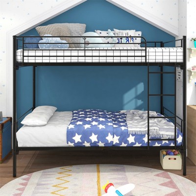 The Metal Bunk Bed with Metal Frame and Ladder offers a modern and practical sleeping solution for homes with limited space