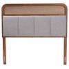 Baxton Studio Queen Esti Fabric and Wood Headboard with Rattan Light Gry/Ash Walnut: Mid-Century Design, 5 Adjustable Heights - image 3 of 4