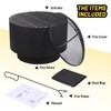 Smokeless Outdoor Fire Pit, Log Fire & Multi-Fuel Fireplace with Fireproof Mesh Lid, Cooking Grate, Cover, Bonfire Grill for, Patio, Camping, BBQ - 3 of 4