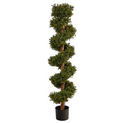 5' Indoor/Outdoor Boxwood Spiral Topiary Artificial Tree - Nearly Natural