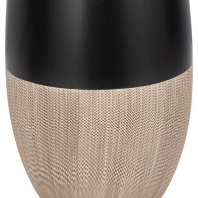 17" Black and Beige Two-Tone Ceramic Table Vase