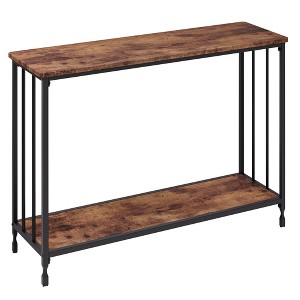 Console Table - Glass Shelf, Metal Frame, 33.5” Behind Couch Table Industrial Hallway Table , Foyer, Bedroom - 1 of 4