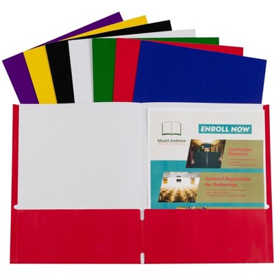 C-Line 2-Pocket Recycled Portfolio without Prongs, Assorted Colors, Set of 100