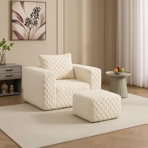 Pinmoco Single Sofa Compressed Sofa 42.9 inch with Soft Footstool for Living Room, White - 1 of 4