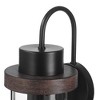 Globe Electric 1-Light Matte Black Outdoor Wall Sconce with Clear Glass Shade and Faux Wood Accents: ETL Listed, Includes Mounting Hardware - 3 of 4