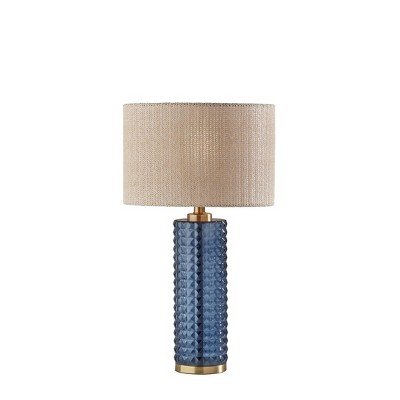 Glass Delilah Table Lamp Antique Brass/Blue - Adesso: Coastal Nightstand Lighting, UL Listed, 23" Tall