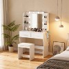 FDW Vanity Desk Makeup Vanity With Large Mirror And 3 Color Light Options Dressing Table Set With Adjustable Power Strip hair dryer holder 2 Drawers - 3 of 4