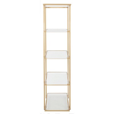 Francis 5-Tier Gold and Clear Glass Etagere