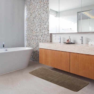 Evideco French Home Goods Ultra-Soft Microfiber Bath Mat Runner - Non-Slip, Machine Washable - Perfect for Double Sinks & Bathrooms