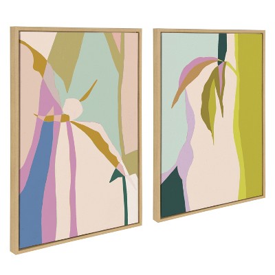 Abstract Canvas Print Set in Natural Frame, 23x33