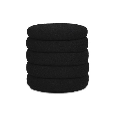 NicBex Modern 19" Round Storage Ottoman Wood Footstools with Boucle Fabric for Bedroom and Living Room