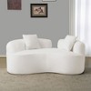 Wooakway 67" White Upholstered Loveseat with Armrest Teddy Velvet Compression Couch with 2 Pillows - 2 of 4
