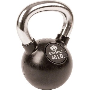 Body Sport Rubber Steel Kettlebell Weight, Strength Training Equipment for Home Gym, Black - 1 of 3