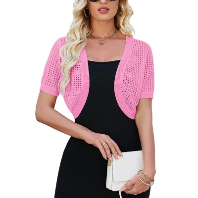 Womens Short Sleeve Shrug Cardigan Bolero Lightweight Open Front Knit Sweater Cardigans Shrug for Dress