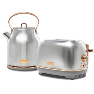 Haden Heritage 4 Slice Wide Slot Stainless Steel Toaster Bundled with 1.7 Liter Stainless Steel Electric Water Kettle, Steel & Copper - 1 of 4