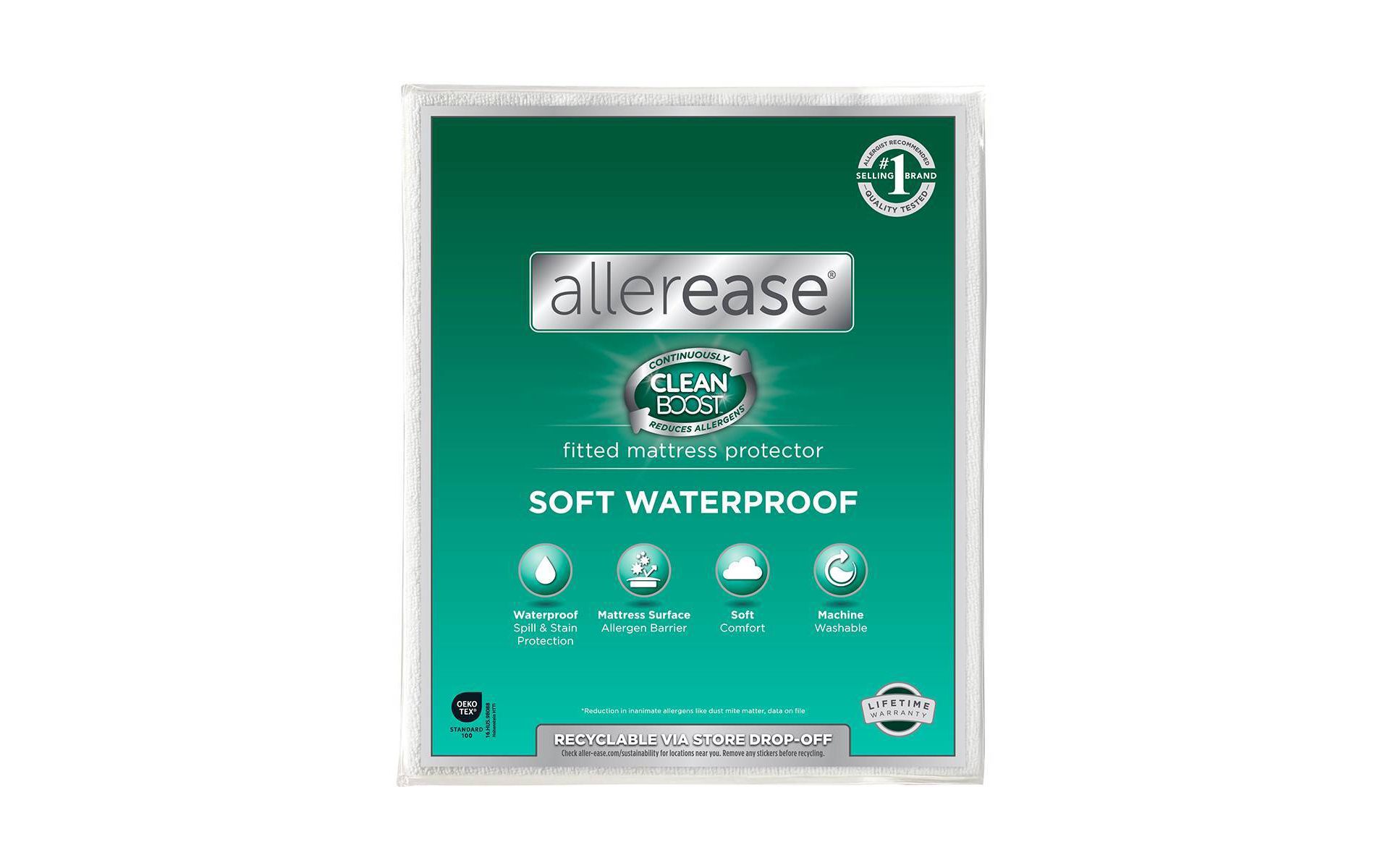 Allerease King Clean Boost Waterproof Fitted Mattress Protector: Hypoallergenic, OEKO-TEX Certified