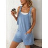 Women's Summer Casual Sleeveless Rompers Scoop Neck Striped Bib Shorts Jumpsuit Beach Overalls Vacation Outfit Clothes - 3 of 4