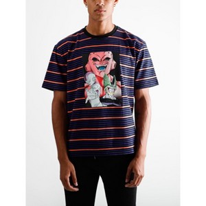 Dragon Ball Z Kid Buu Frieza & Cell Crew Neck Short Sleeve Blue & Orange Striped T-shirt - 1 of 3