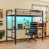 HOMCOM Twin Loft Bed with Desk, LED Lights, Charging Station, Twin Size Metal Loft Bed Frame with Safety Guardrail, Ladder, Noise Free, Black - 3 of 4