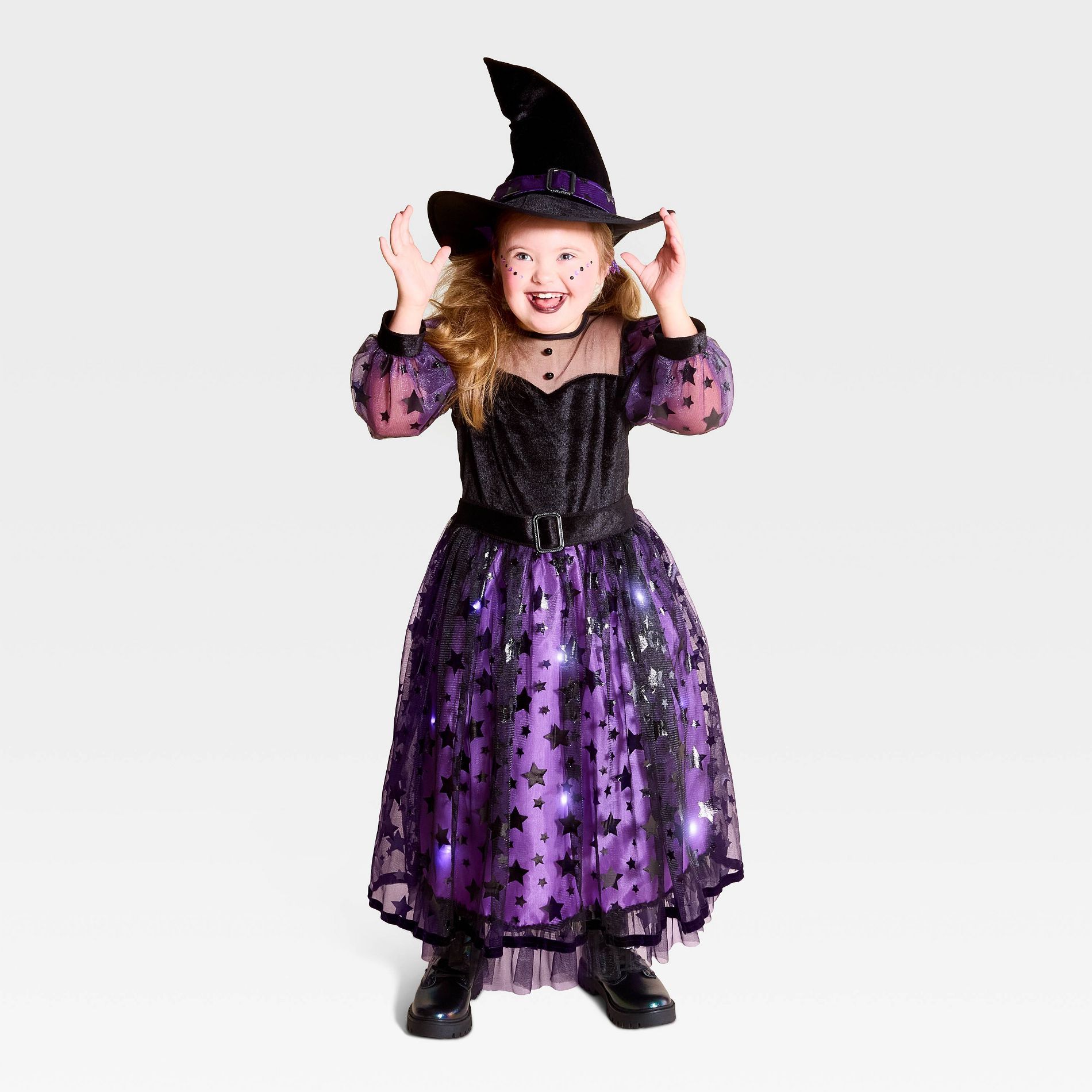 Kids' Adaptive Light-Up Starlight Witch Halloween Costume Dress - Hyde and EEK! Boutique™ Purple L