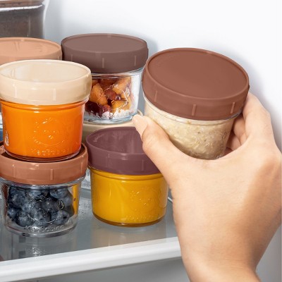 Terracotta Glass Baby Food Storage Jars Set, 4oz, 12-Pack