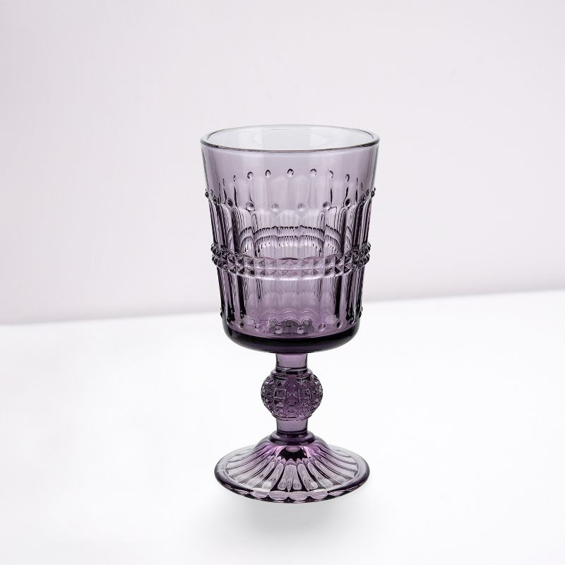 American Atelier Vintage Beaded Wine Glasses Set of 4, 9 oz Wine Goblets Vintage Style Glassware, Water Cups Embossed Design Dishwasher Safe, 4 of 6