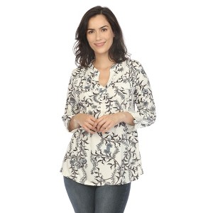 White Mark Women's Paisley Button Front Tunic Top - 1 of 4