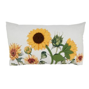 Saro Lifestyle Bright Felt Applique Sunflower Pillow Cover, 14"x24", Multicolored - 1 of 4