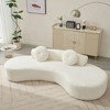 TiramisuBest 105.5 Curved Sofa Cloud Couch 3-4 Seater Point Shaped Corduroy 2 Pillows Modern Minimalist Living Room Bedroom - 3 of 4