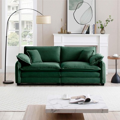 NicBex Couches for Living Room Large Deep Seat 2 Seater Sofa Couch Comfort Corduroy Upholstered Sofa With 4 Pillows for Bedroom