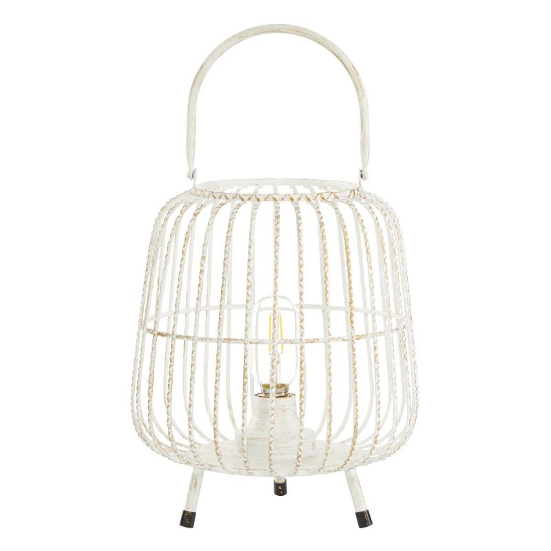 12&#34; x 10&#34; Modern Metal Caged Candle Holder with Led Light Bulb Center White - Olivia &#38; May, 6 of 8