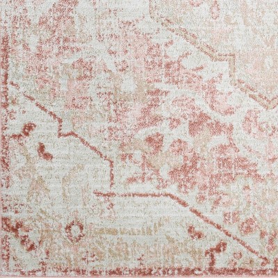 Baflo Blush and Light Gray Synthetic Fur Rectangular Rug 7'9" x 9'6"